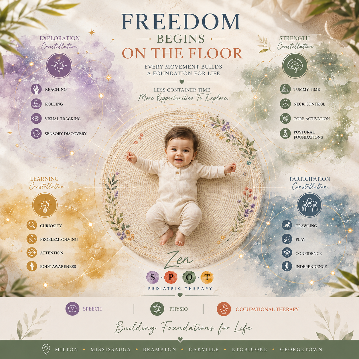 Infant Development, Tummy Time, Pediatric Physiotherapy, Baby Development, Floor Time for Babies, Gross Motor Development, Flat Head, Prevention, Baby Containers, Child Development Milton, Pediatric Therapy Mississauga, Early Intervention Ontario,